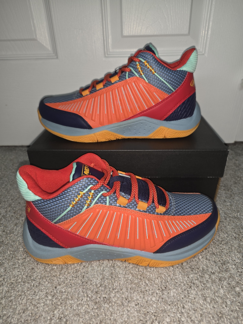 AND1 Explosive T Low Top Fiery Red/Medieval Blue/Flame Sneakers SIZE 8.5